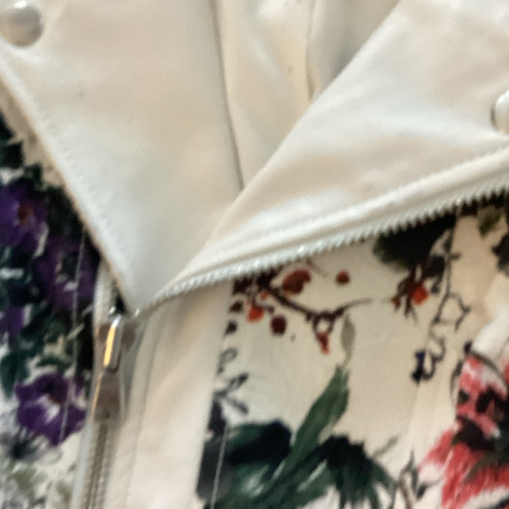 Rebecca Taylor White Floral Leather Jacket